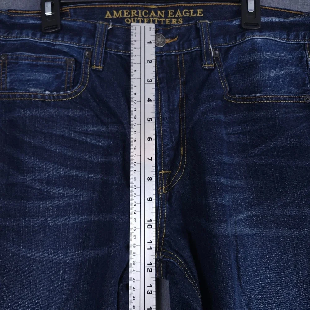 American Eagle Relaxed Straight Jeans Mens 34x32 (Fits 34x31) Dark Wash Denim